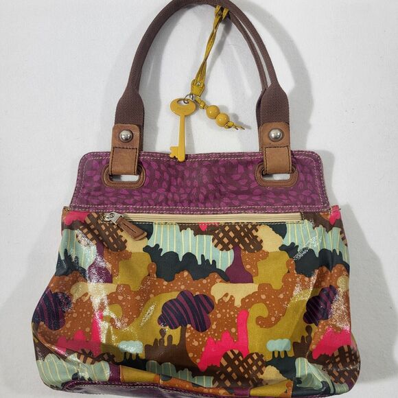 Fossil Multicolor Tree Nature Print Coated Canvas Tote Shoulder Bag - Picture 9 of 12